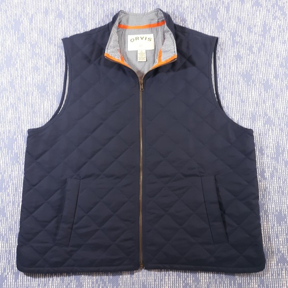 Orvis Other - Orvis Quilted Vest Mens XL Blue Puffer Argyle Full Zip Outdoor Heritage